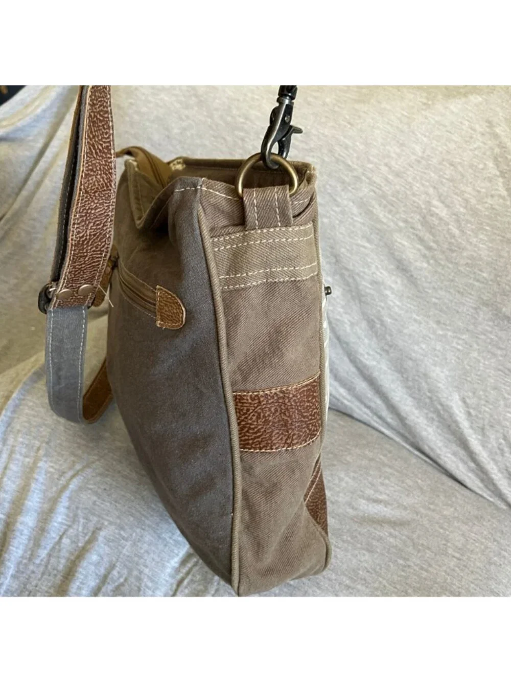Myra Bag Blossom Floral Canvas Crossbody Bag With Leather Accents & Adjustable S - Picture 3 of 12